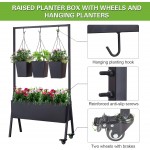 kinbor Raised Garden Bed Elevated Planter with 3 Planters & Wheels Outdoor Patio Standing Planter for Plants Vegetables Flowers Herbs