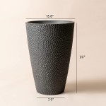 La Jolie Muse Large Outdoor Tall Planter 20 Inch Tree Planter Plant Pot Flower Pot Containers W  Honeycomb Pattern Charcoal
