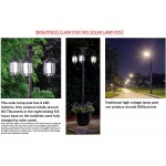 Large 18" Outdoor Round Planter with 3-Head LED Solar Lamp Post Lights Black