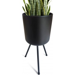 magarz Mid-Century Metal Flowerpot with Stands Large Planter Black Stylish Modern Floor-Standing Flowerpot,Suitable for Orchid Aloe Indoor Outdoor Decoration 7.4'' Wide 17.7'' high