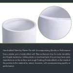 Modern White Plants Pot Cylinder Planter with Heavy Duty Stand Medium 10 Inch Pot 16.3 Inch with Stand Height 96-T-1-M