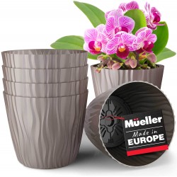Mueller Austria Plant and Flower Pot 6 1 Set Heavy Duty 6 Inch European Made Stylish Indoor Outdoor Decorative Planter for All House Plants Flowers Herbs Mocha