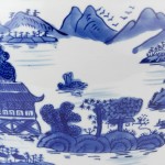 Oriental Furniture 12" Landscape Blue & White Porcelain Fishbowl