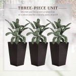 Outsunny Set of 3 Tall Planters Outdoor & Indoor Flower Pot Set for Front Door Entryway Patio and Deck Brown