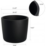 Pageqiu Plant Pots 12 inch Ceramic Flower Pot Indoor Modern Black Planters with Drainage Hole Home Office Decor