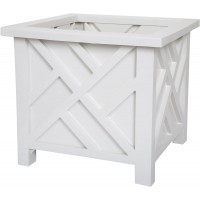Planter Box – Decorative Outdoor Garden Box for Potted Plants or Flowers – Square Lattice Design – Front Porch and Patio Décor By Pure Garden White