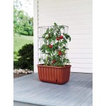 Plow & Hearth Rolling Self-Watering Polypropylene Tomato Planter with Sub-Irrigation System and Steel Tomato Tower Support Planter 25½"L x 13¾"W x 13½"H Tower 20" L x 10" W x 40" H