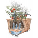 Plow & Hearth Rolling Self-Watering Polypropylene Tomato Planter with Sub-Irrigation System and Steel Tomato Tower Support Planter 25½"L x 13¾"W x 13½"H Tower 20" L x 10" W x 40" H