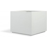 PolyStone Monterray Modern Outdoor Indoor Square Planter 23" L x 23" W x 19" H Lightweight Heavy Duty Weather Resistant Polymer Finish Commercial Grade and Residential White