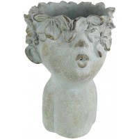 Pucker Up Kissing Face Weathered Finish Concrete Head Planter 10 Inches High