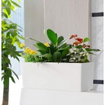 Rectangle Self Watering Planter Pots 7.5''x 20 Inch with 10 Quarts Coco Soil Indoor Outdoor Home Garden Modern Decorative Planter Pot for All House Plants Flowers Herbs 1 White7.5''x20''