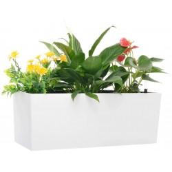 Rectangle Self Watering Planter Pots 7.5''x 20 Inch with 10 Quarts Coco Soil Indoor Outdoor Home Garden Modern Decorative Planter Pot for All House Plants Flowers Herbs 1 White7.5''x20''