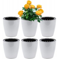 SAND MINE Self Watering Planter White Flower Pot 6 XL