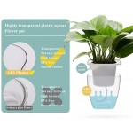 Self-Watering Planter FENGZHITAO Clear Plastic Automatic-Watering Planter Flower Pot Square-Plant-Pot for All Plants Succulents Herb African Violets Flowers Clear L