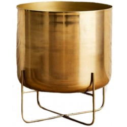 Serene Spaces Living Wide Gold Planter with Detachable Metal Stand Decorative Indoor Planter Pot Flower Pots Stand for Living Room Kitchen Office Measures 26" Tall and 14" Diameter