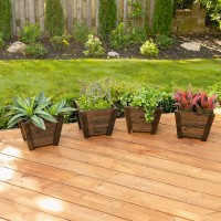 Set of 4 Tapered Wooden Planters