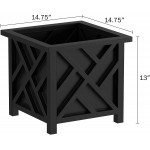 Square Planter Box- Black Lattice Container for Flowers & Plants- Includes Bottom Insert- Outdoor Pot- Garden Patio & Porch Use by Pure Garden