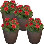 Sunnydaze Anjelica Flower Pot Planter Outdoor Indoor Unbreakable Double-Walled Polyresin with UV-Resistant Rust Finish Set of 4 Large 24-Inch Diameter