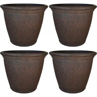 Sunnydaze Anjelica Flower Pot Planter Outdoor Indoor Unbreakable Double-Walled Polyresin with UV-Resistant Rust Finish Set of 4 Large 24-Inch Diameter