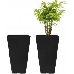 Tall Planters 20 Inch Flower Pot Pack 2 Patio Deck Indoor Outdoor Garden Tree Planters Black
