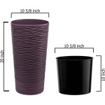 Tall planters for Outdoor Plants 20 inch Indoor Tree Planter Pot Set of 2 Purple