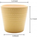 YLTTON Planter Pots for Plants Indoor  5.3 inch Ceramic Vintage-Style Embossed Polka Dot Crack Flower Pot with Drainage Hole for Gardening Home Desktop Office Windowsill Decoration Yellow