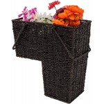 15" Wicker Storage Stair Basket With Handles by Trademark Innovations Brown