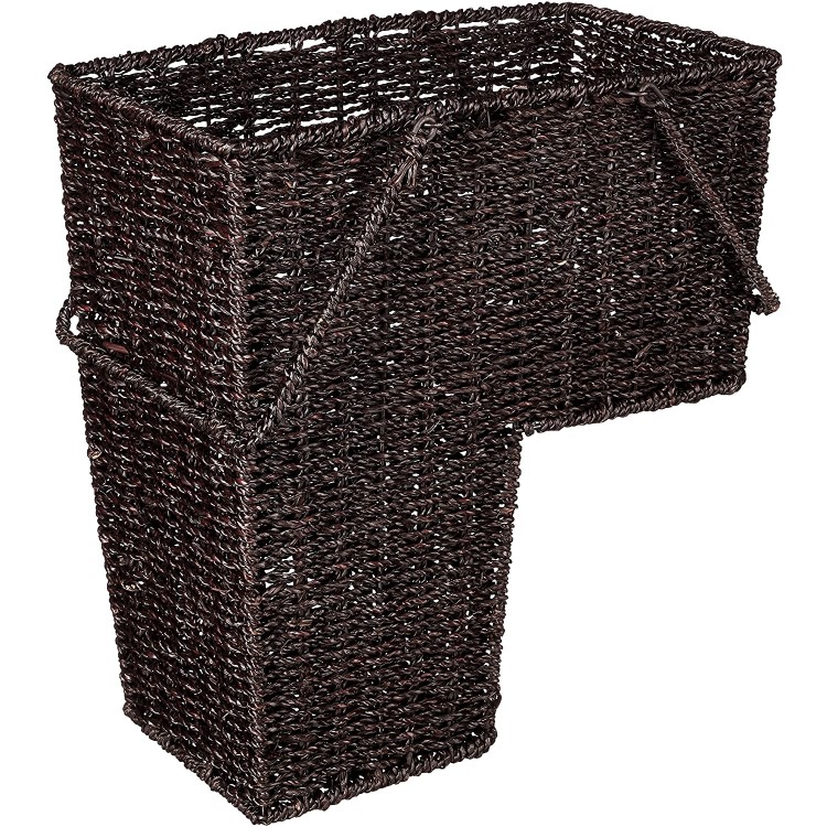 15" Wicker Storage Stair Basket With Handles by Trademark Innovations Brown