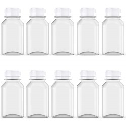 20 Pcs 4 Ounce Juice Bottles Plastic Milk Bottles Bulk Beverage Containers with Tamper Evident Caps Lids White for Milk Juice Drinks and Other Beverage Containers