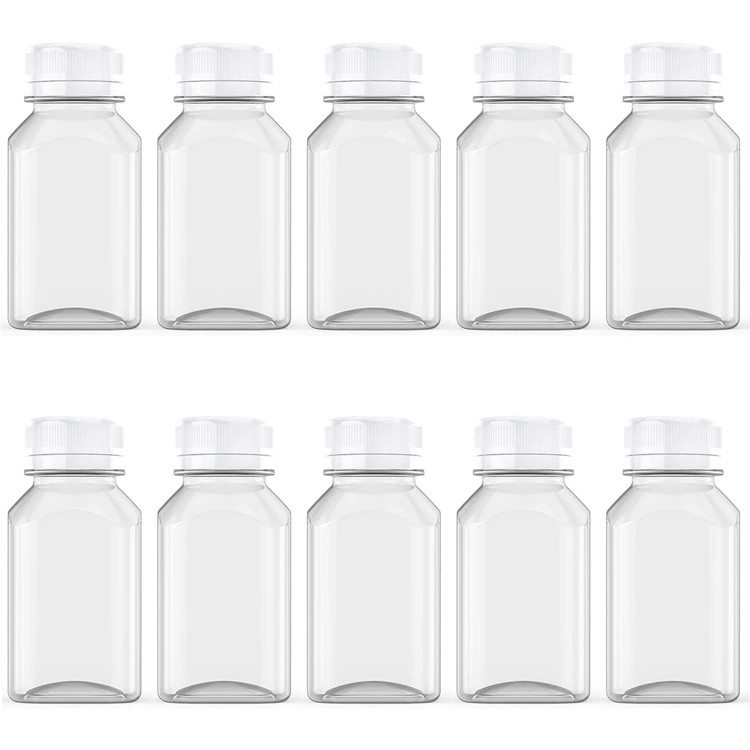 20 Pcs 4 Ounce Juice Bottles Plastic Milk Bottles Bulk Beverage Containers with Tamper Evident Caps Lids White for Milk Juice Drinks and Other Beverage Containers