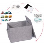 4 Pack Large Foldable Storage Box with Lids [16.5x11.8x11.8] Fabric Storage Cube Organizer Cloth Containers Linen Bins Baskets for Closet Clothes Clothing Bed Room
