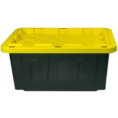 5 Gal. Plastic Storage Tote Black Yellow Set of 4