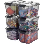 5.5 Quart Black Clear Storage Latch Bins with Lids Handle 6-Pack Plastic Lidded Home Storage Organizing Latch Box
