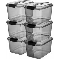 5.5 Quart Black Clear Storage Latch Bins with Lids Handle 6-Pack Plastic Lidded Home Storage Organizing Latch Box