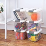 5.5 Quart Clear Storage Latch Bins with Lids Plastic Home Storage Organizing Box with Handle 6-Pack