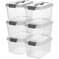 5.5 Quart Clear Storage Latch Bins with Lids Plastic Home Storage Organizing Box with Handle 6-Pack