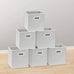 6 Pack SimpleHouseware Foldable Cube Storage Bin with Handle Grey