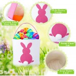 6 Pieces Easter Bunny Basket Bags for Kids Canvas Easter Eggs Hunt Basket with Handle Easter Tote Bags Carrying and Eggs Hunt Bags Rabbit Easter Party Decorations