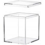 Acrylic Plastic Square Cube Dayaanee Plastic square cube containers with Lid Storage Box 3.9x3.9x3.9 Inch 100X100X100mm for Candy Pill and Tiny Jewelry