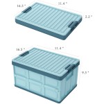 Blue Folding Plastic Stackable Utility Crates 2-Pack Collapsible Storage Bins with Lids 30L Durable Containers for Home & Garage Organization