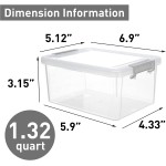 Citylife 1.3 QT 10 Pack Small Storage Bins Plastic Storage Container Stackable Box with Lids for Organizing Clear White