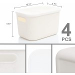 Citylife 4 Packs Plastic Storage Bins with Lids White Storage Box with Handle Stackable Containers for Organizing 10.12 x 6.97 x 6.22 inch