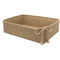 Decorative Basket Rectangular Burlap Fabric Storage Bin Collapsible Organizer for Home Decor and Gifts Large 14 x 9.75 x 4 inches