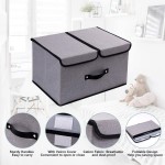 DIMJ Storage Bins with Lids Large Foldable Storage Boxes Bins Double Lids Stackable Storage Box Basket Closet Organizer with Handle Divider for Shelf Office Nursery Toys Clothes Books 2Pack