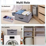 DIMJ Storage Bins with Lids Large Foldable Storage Boxes Bins Double Lids Stackable Storage Box Basket Closet Organizer with Handle Divider for Shelf Office Nursery Toys Clothes Books 2Pack