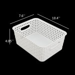 Eagrye 6-Pack 10.4-Inch x 7.6-Inch x 4.05-Inch Plastic Storage Basket Woven Basket Bin