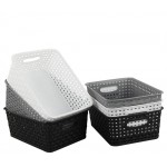 Eagrye 6-Pack 10.4-Inch x 7.6-Inch x 4.05-Inch Plastic Storage Basket Woven Basket Bin