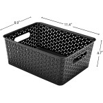 Eslite Plastic Storage Baskets,11.4X8.9X4.7",Pack of 4 Black