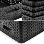 Eslite Plastic Storage Baskets,11.4X8.9X4.7",Pack of 4 Black