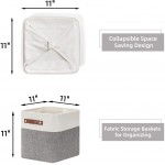 Fabric Cube Storage Baskets Bins Cube Baskets 11x11 Set of 4 Foldable Storage Cube Bin Baskets for Shelves with Handles Bins for Cube Organizer Home Toy Nursery Closet BedroomWhite Gray